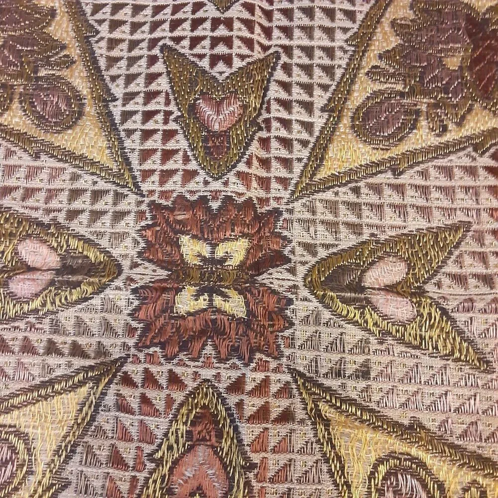 Vintage Woven And Fringed Tablecloth Middle Eastern Eclectic Urduian
